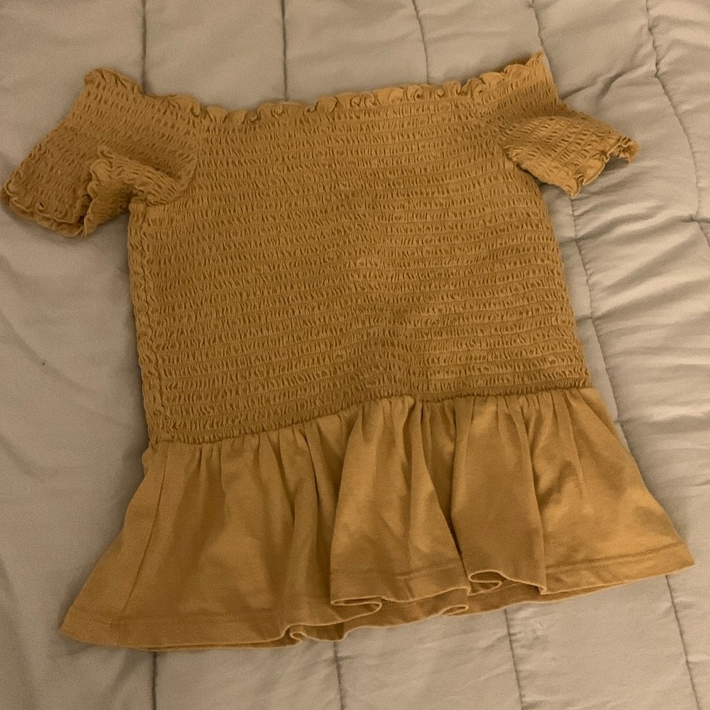 Yellow off the shoulder shirt